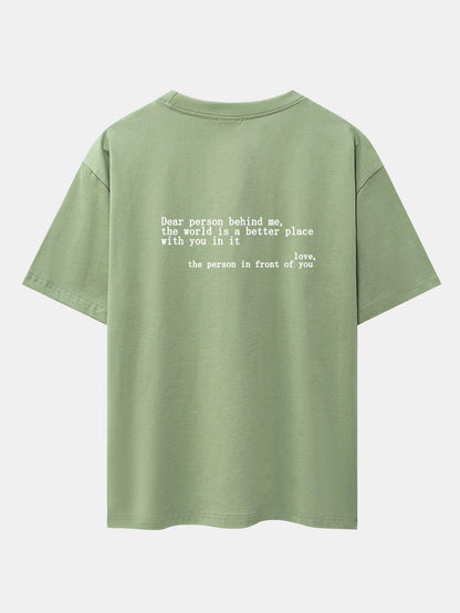 Slogan Back Print Drop Shoulder Oversize T-Shirt