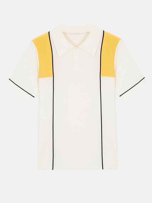 Striped Color Block Short Sleeve Sweater Polo
