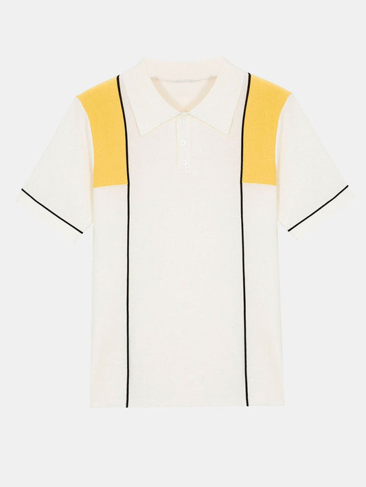 Striped Color Block Short Sleeve Sweater Polo
