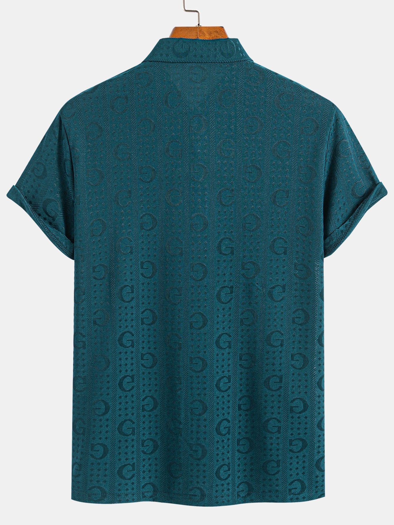 Short Sleeve Knitted Letter Textured Polo