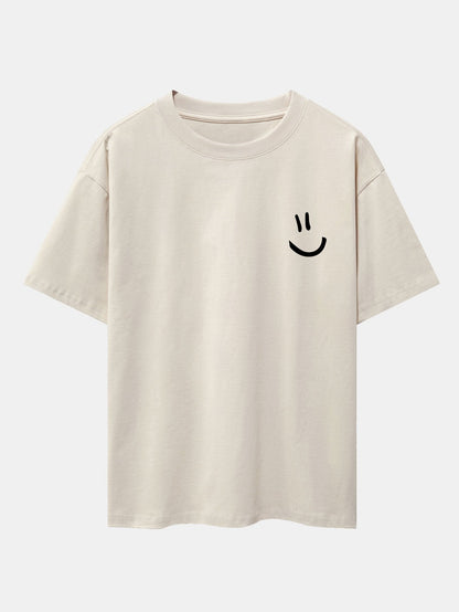 3 Pieces Smiley Face Print Drop Shoulder Oversize T-Shirts