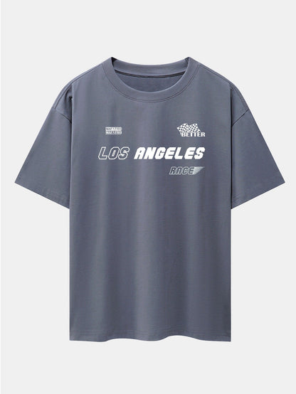 Los Angeles Slogan Print Drop Shoulder Oversize T-Shirt