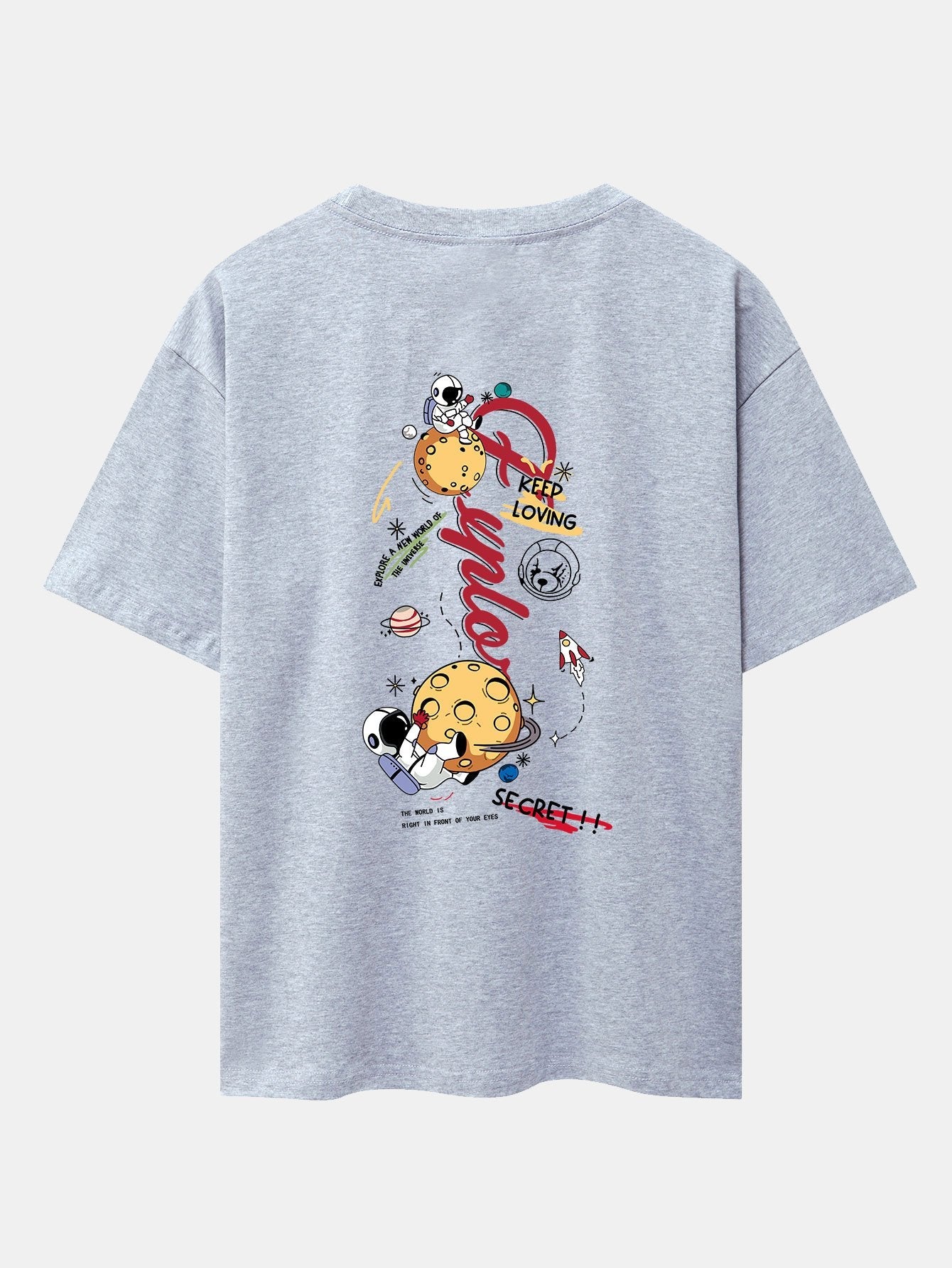 Planet Astronaut Print Drop Shoulder Oversize T-Shirt
