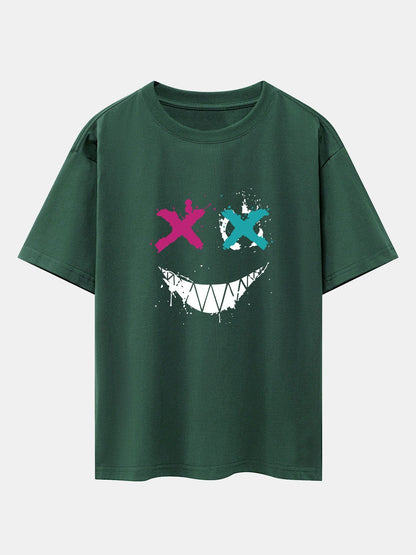 Graffiti Smiley Face Print Drop Shoulder Oversize T-Shirt