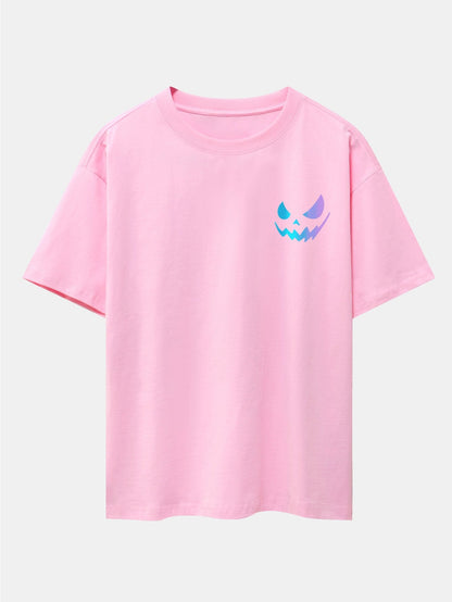 Colorful Evil Face Print Drop Shoulder Oversize T-Shirt