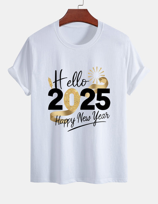 Regular Fit New Year 2025 Print Cotton T-Shirt
