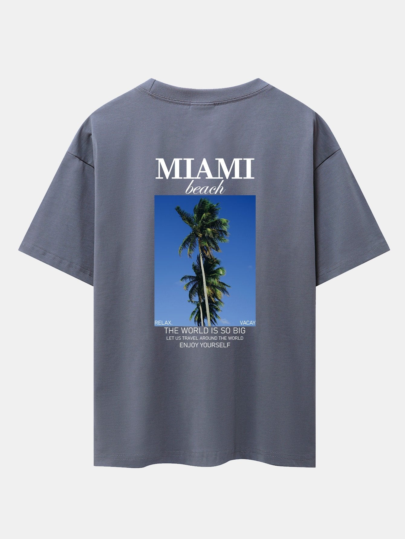 Miami Palm Tree Back Print Drop Shoulder Oversize T-Shirt