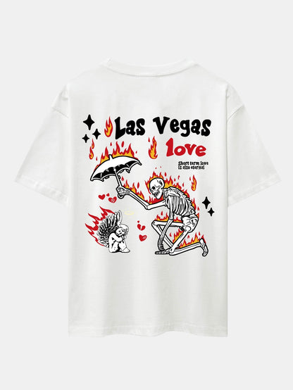 Skeleton And Angel Back Print Drop Shoulder Oversize T-Shirt