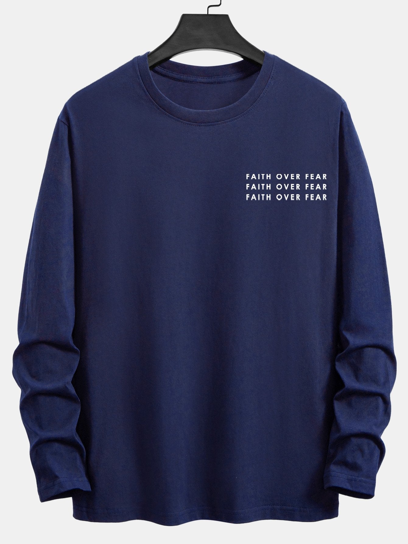Long Sleeve Slogan Print Cotton T-Shirt