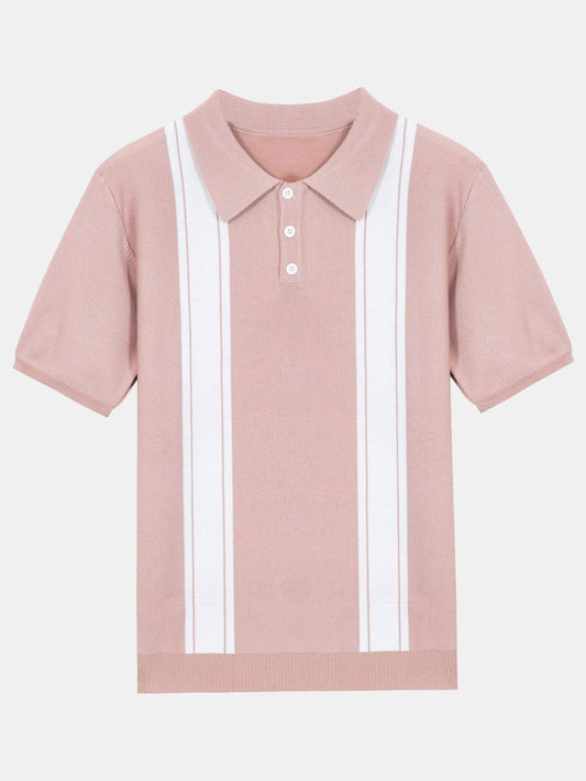 Striped Short Sleeve Sweater Polo