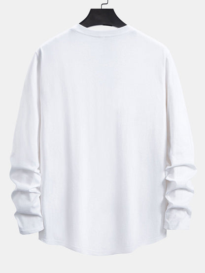 3 Pieces Basic Long Sleeve Cotton Arc Hem T-Shirts