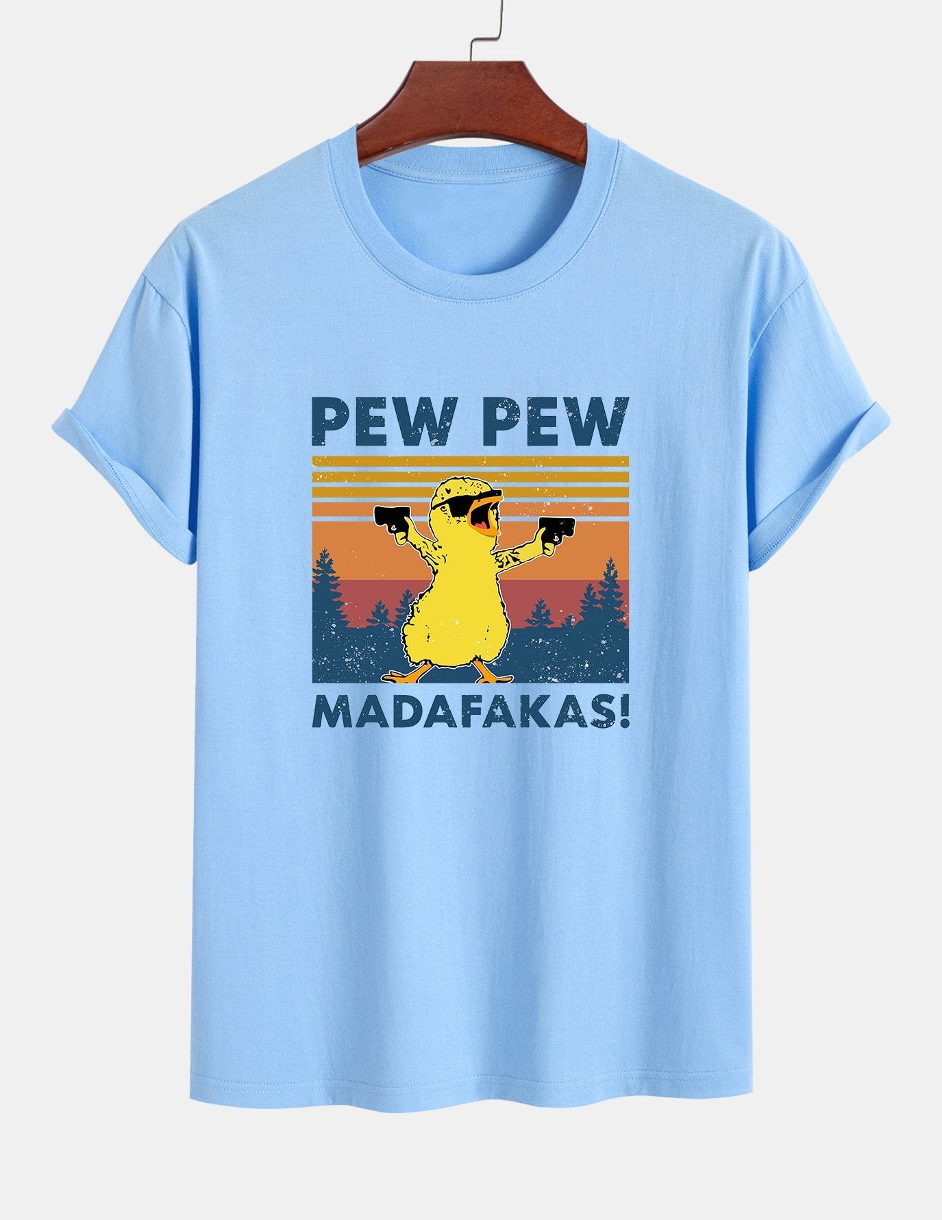 Regular Fit PEW PEW MADAFAKAS Duck Print Cotton T-Shirt