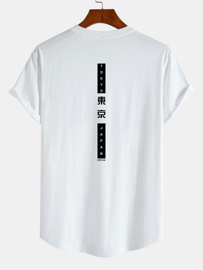 Tokyo Back Print Cotton Arc Hem T-Shirt
