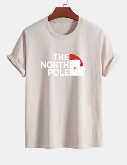 Regular Fit Santa Claus Slogan Print Cotton T-Shirt