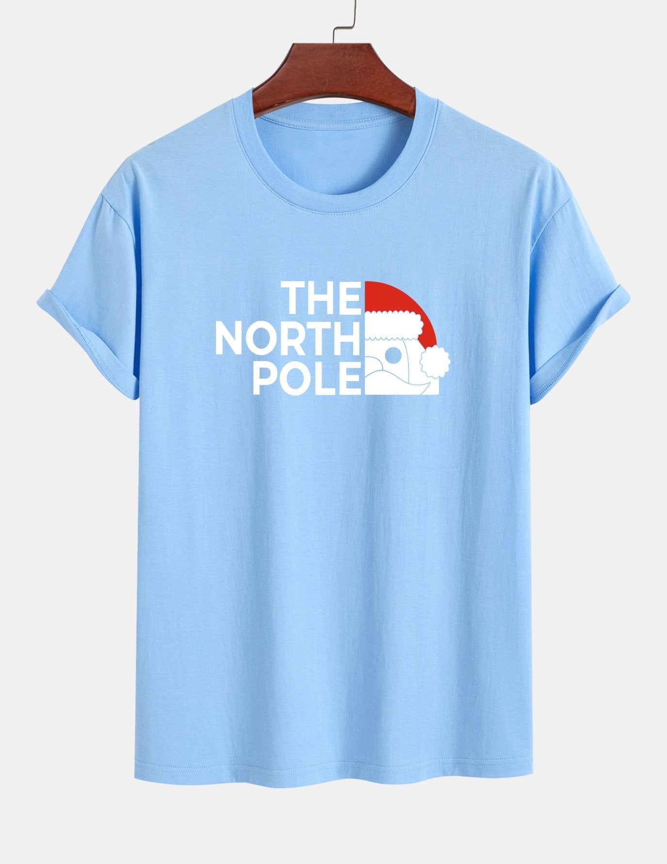 Regular Fit Santa Claus Slogan Print Cotton T-Shirt
