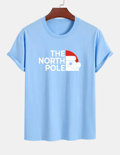 Regular Fit Santa Claus Slogan Print Cotton T-Shirt