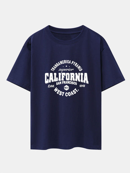 California Slogan Print Drop Shoulder Oversize T-Shirt