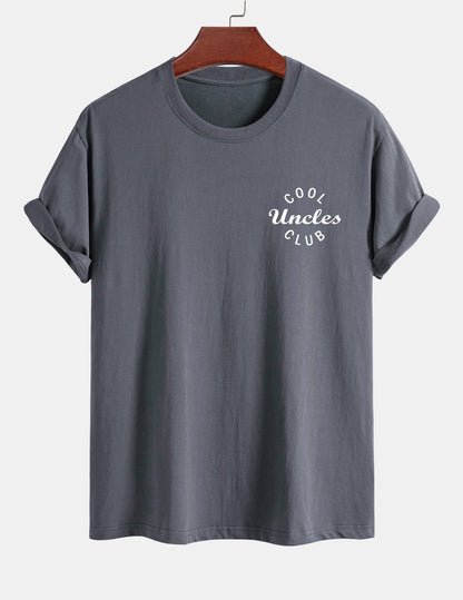 Regular Fit Cool Uncles Club Print Cotton T-Shirt