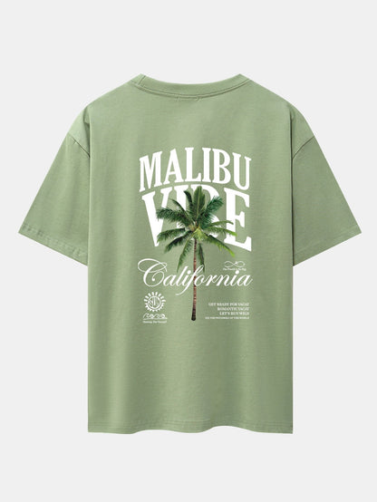 California Palm Tree Back Print Drop Shoulder Oversize T-Shirt