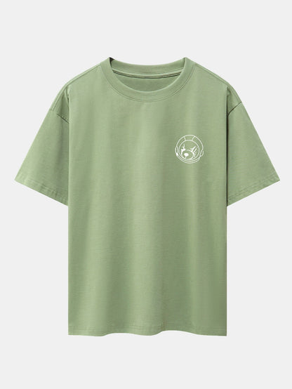 Planet Astronaut Print Drop Shoulder Oversize T-Shirt