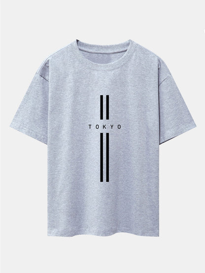 Stripe Tokyo Print Drop Shoulder Oversize T-Shirt