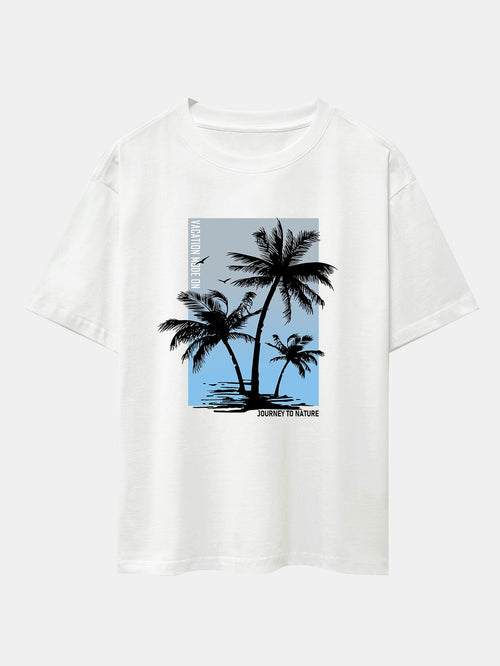 Palm Tree Sky Background Print Oversize T-Shirt
