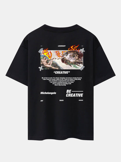 Create Adam Slogan Back Print Drop Shoulder Oversize T-Shirt