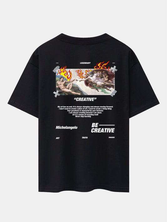 Create Adam Slogan Back Print Drop Shoulder Oversize T-Shirt