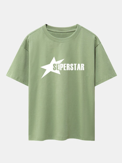 Superstar Print Drop Shoulder Oversize T-Shirt