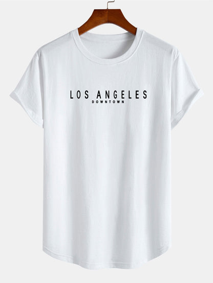 Los Angeles Print Cotton Arc Hem T-Shirt