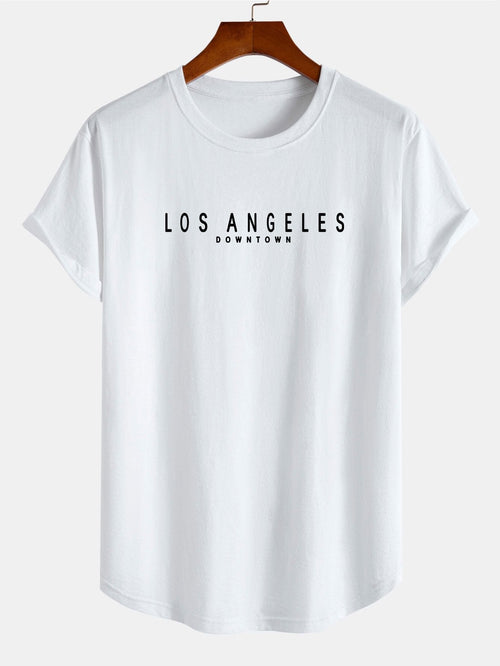 Los Angeles Print Cotton Arc Hem T-Shirt