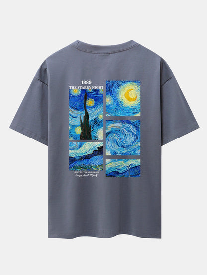 The Starry Night Back Print Drop Shoulder Oversize T-Shirt