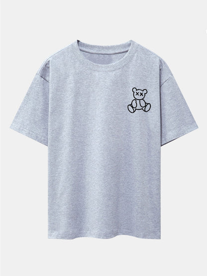 Bear On Vacation Print Drop Shoulder Oversize T-Shirt