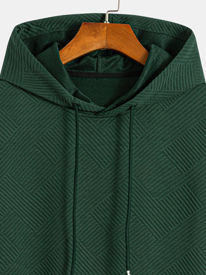 Striped Jacquard Hooded Arc Hem T-Shirt