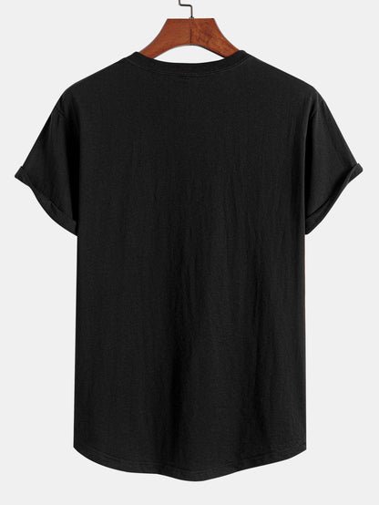 Los Angeles Checkered Print Cotton Arc Hem T-Shirt