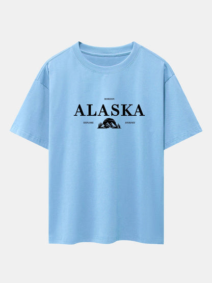 Alaska Slogan Print Drop Shoulder Oversize T-Shirt