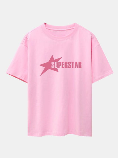 Superstar Print Drop Shoulder Oversize T-Shirt