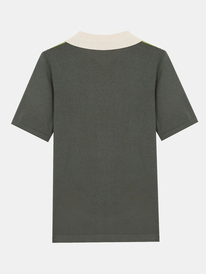 Striped Short Sleeve Color Block Sweater Polo