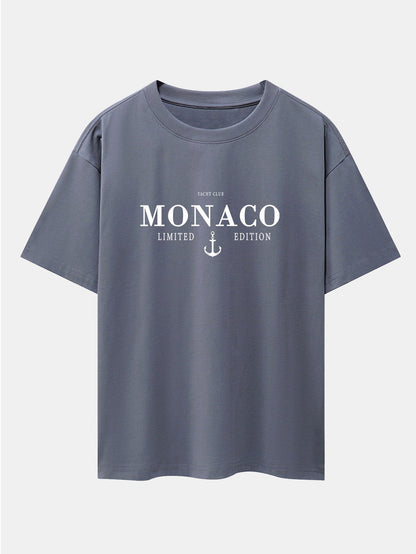 Monaco Slogan Print Drop Shoulder Oversize T-Shirt