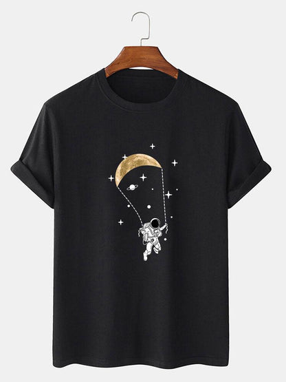 Astronaut Moon Print T-Shirt